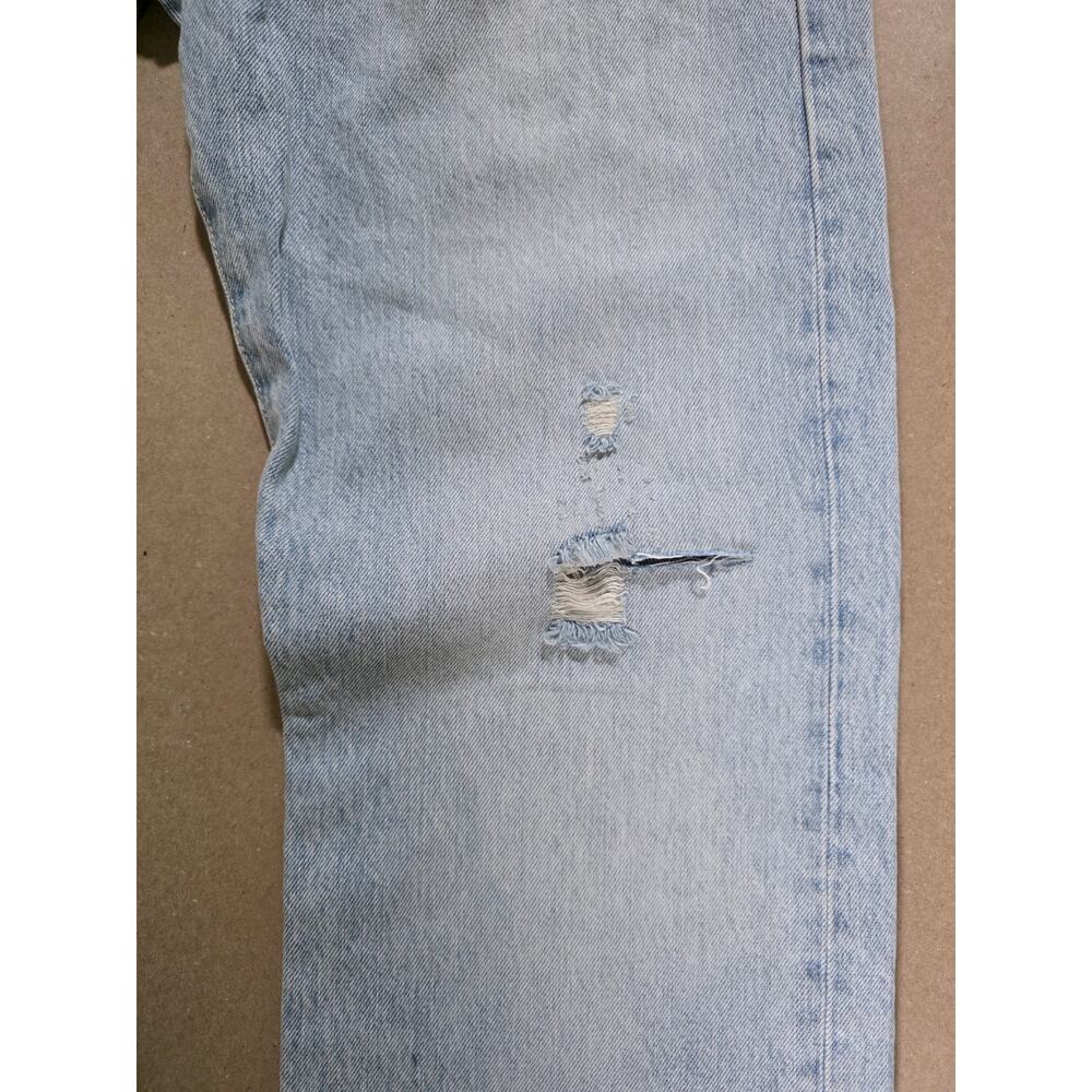 ZARA Size 8 Distressed Straight Leg Jeans NWT Light Wash Blue Cotton Black Label - Picture 3 of 15